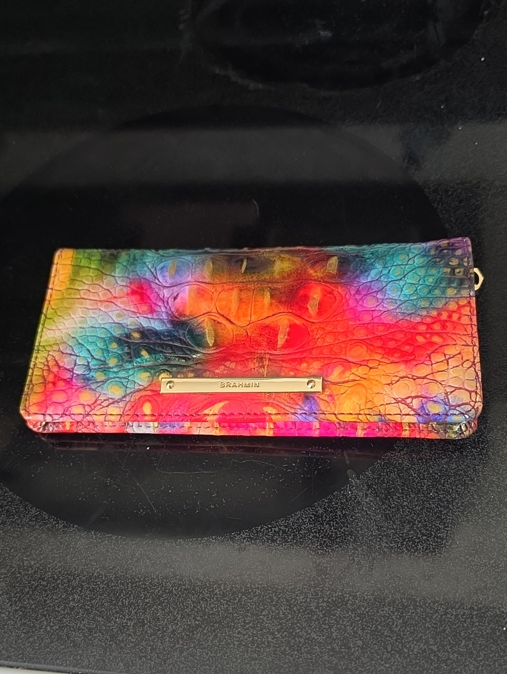 Brahmin Multicolor Rainbow Croc-Embossed Zip Wallet